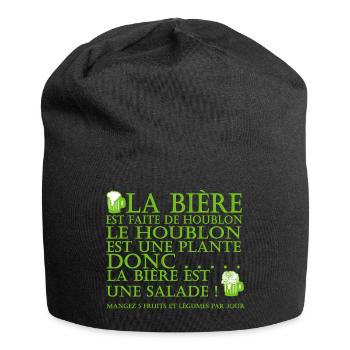 la bière est ... une salade ! - Bonnet en jersey - noir - Devant