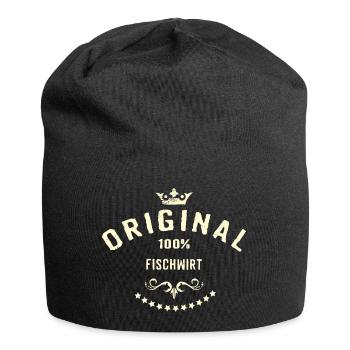 Original 100 Prozent Fischwirt - RAHMENLOS creme - Jersey-Beanie - Schwarz - Vorne