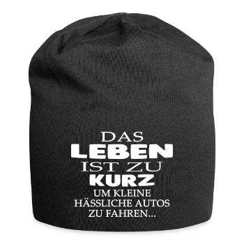 Leben zu kurz - Jersey-Beanie - Schwarz - Vorne