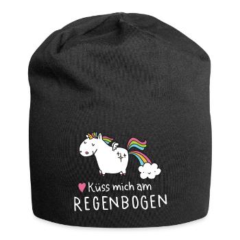 Einhorn Tank Top Damen - Küss mich am Regenbogen - Jersey-Beanie - Schwarz - Vorne