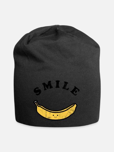Frucht / Früchte: Banane - Lachen - Smile - Jersey-Beanie - Schwarz