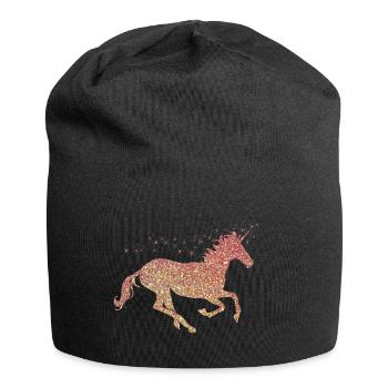 The golden glitter unicorn - Jersey Beanie - black - Front