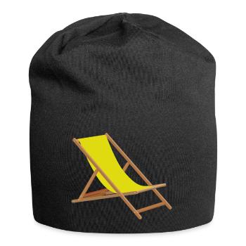 Strand Sommer Sonne Liegestuhl Urlaub - Jersey-Beanie - Schwarz - Vorne