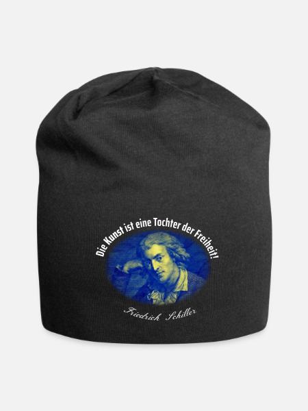 Schiller Zitat - Kunst ist Tochter der Freiheit - Jersey-Beanie - Schwarz