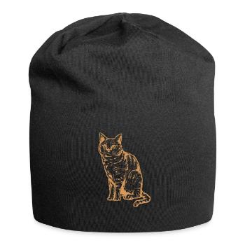 Katze - Jersey-Beanie - Schwarz - Vorne