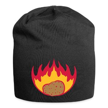 brennende kartoffel flammen feuer heiss essen leck - Jersey-Beanie - Schwarz - Vorne