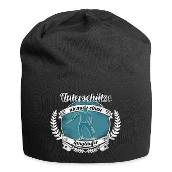 Unterschätze niemals einen Langläufer - Jersey-Beanie - Schwarz - Vorne
