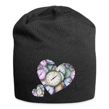 Herzen aus Uhren - Jersey-Beanie - Schwarz - Vorne