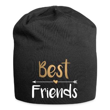 Beste Freunde Best Friends - gold weiß - Jersey-Beanie - Schwarz - Vorne