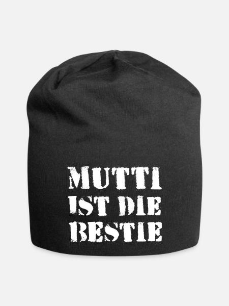 Mutti ist die Bestie Mama lustiger Spruch - Jersey-Beanie - Schwarz