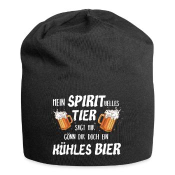 Mein SPIRITuelles TIER sagt mir gönn dir ein BIER☺ - Jersey-Beanie - Schwarz - Vorne