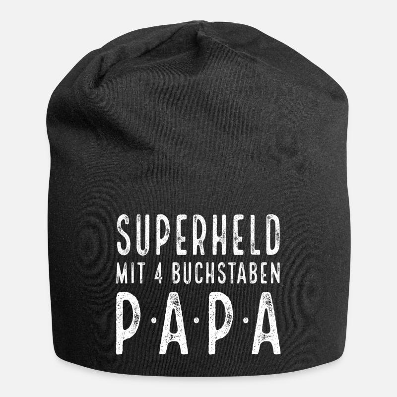 PAPA - Superheld mit 4 Buchstaben - Jersey-Beanie - Schwarz
