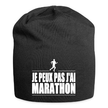 Je peux pas j'ai marathon - Bonnet en jersey - noir - Devant
