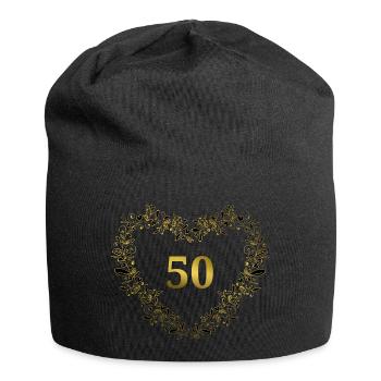 50th anniversary, birthday or anniversary - heart - Jersey Beanie - black - Front