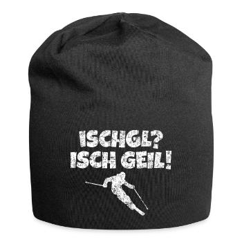 Ischgl Ischgeil Skifahrer (Weiß) Winter Apres-Ski - Jersey-Beanie - Schwarz - Vorne