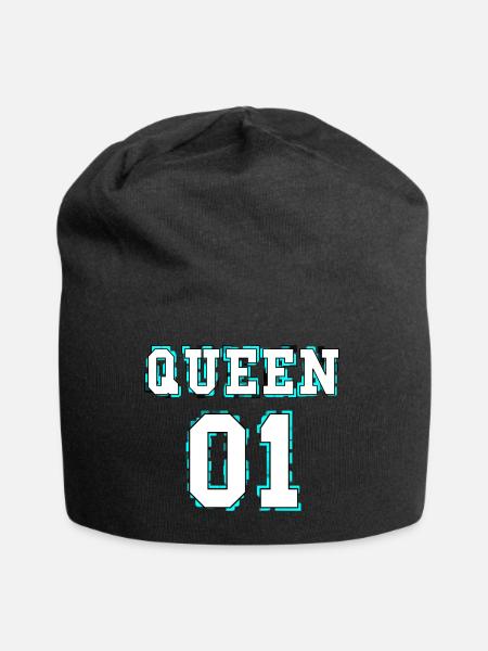 King - Queen Pärchendesign - Jersey-Beanie - Schwarz
