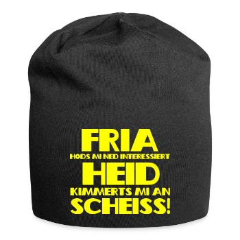 Fria hods mi ned interessiert - gelb - Jersey-Beanie - Schwarz - Vorne