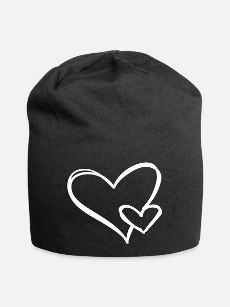 Weißes Herz - Jersey-Beanie - Schwarz