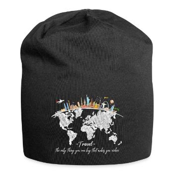 Travel Reisen Fernweh Globetrotter Geschenk - Jersey-Beanie - Schwarz - Vorne