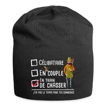 Célibataire en couple en train de chasser / Chasse - Bonnet en jersey - noir - Devant