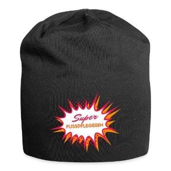 SUPER FUSSPFLEGERIN Motiv Spruch Fußpflege lustig - Jersey-Beanie - Schwarz - Vorne