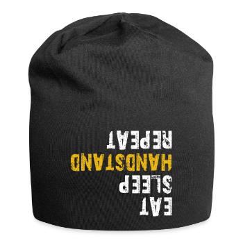 eat sleep handstand repeat - Jersey Beanie - black - Front