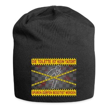 Die Toilette ist kein Tatort - Jersey-Beanie - Schwarz - Vorne