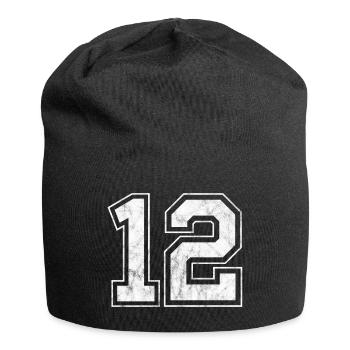 Anzahl 12 - Jersey-Beanie - Schwarz - Vorne