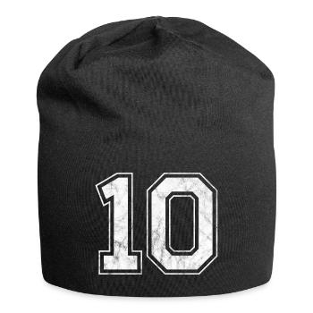 Anzahl 10 - Jersey-Beanie - Schwarz - Vorne