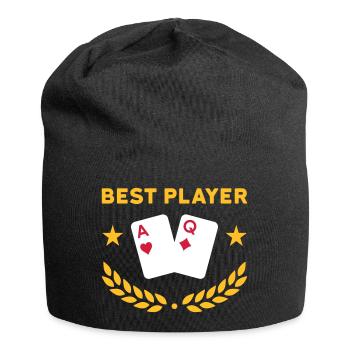 Best player (Spielkarten, Sterne, Lorbeerkranz) - Jersey-Beanie - Schwarz - Vorne