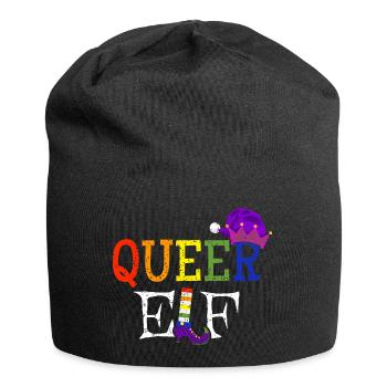 Queer Elf - Schwuler Weihnachts-Elf Gay Pride - Jersey-Beanie - Schwarz - Vorne