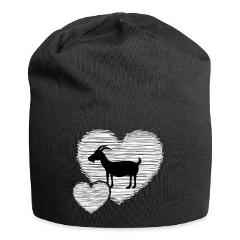 Ziege Biohof Tierhaltung Ziegenhirte "goat-love" - Jersey-Beanie - Schwarz - Vorne