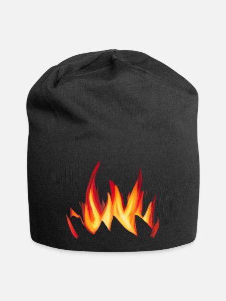 Lagerfeuer Camping Natur Falmmen Feuer Flamme 4 - Jersey-Beanie - Schwarz