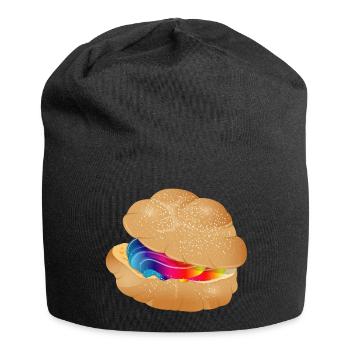 Illustration of a colourfully filled cream puff - Jersey Beanie - black - Front