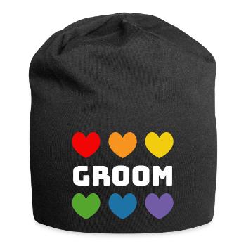 Rainbow Hearts Groom blanc - Bonnet en jersey - noir - Devant