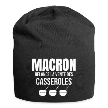 retraite, réforme des retraites, Macron - Bonnet en jersey - noir - Devant