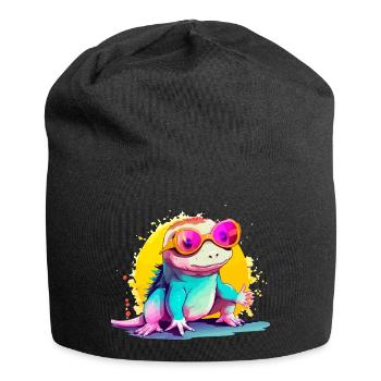 Mino, der axolotl mit der Brille - Jersey-Beanie - Schwarz - Vorne