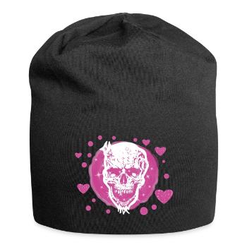 Heartfelt Skull - Hearts - Jersey Beanie - black - Front