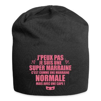 Je Suis Une Super Marraine Avec Un Cape - Bonnet en jersey - noir - Devant