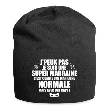 Je Suis Une Super Marraine Avec Un Cape - Bonnet en jersey - noir - Devant
