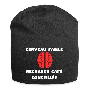 Weak brain, coffee recharge recommended - Jersey Beanie - charcoal grey - Front
