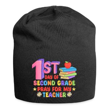second grade, rentrée des classe - Bonnet en jersey - noir - Devant