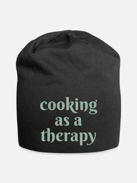 cooking as a therapy Design für Kochfans - Jersey-Beanie - Schwarz