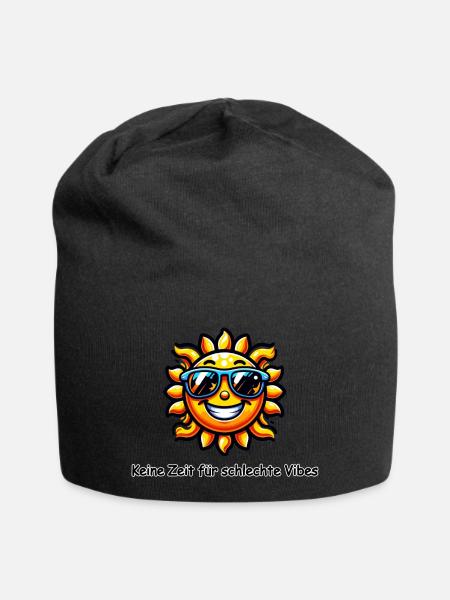 No time for bad vibes - Jersey Beanie - black