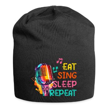 Musik Singen "Eat Sing Sleep Repeat" Gesang Mikro - Jersey-Beanie - Schwarz - Vorne