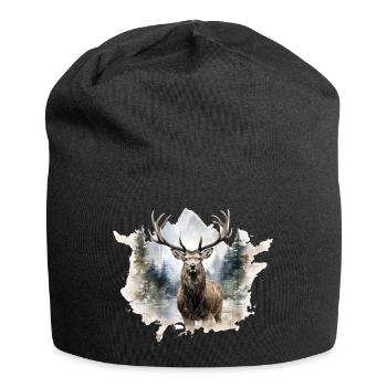 Watercolor deer in the forest - Jersey Beanie - black - Front