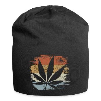 Cannabis - Hanf - Kiffen legal - Retro - Jersey-Beanie - Schwarz - Vorne
