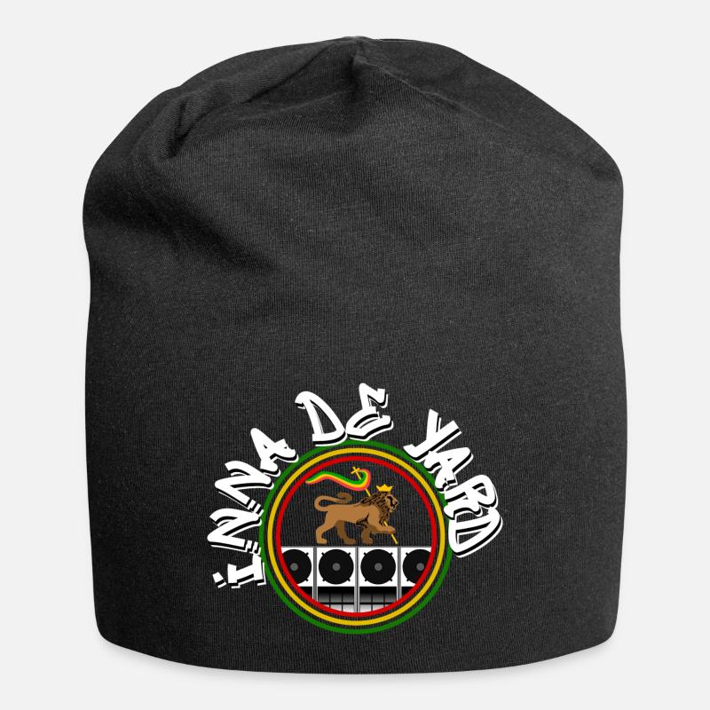 Lion du système de musique reggae - Bonnet en jersey - noir