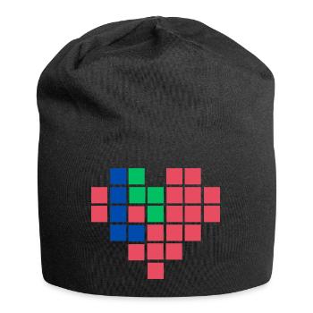 Coeur de pixels - Bonnet en jersey - noir - Devant