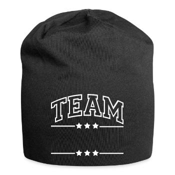 Équipe - votre nom - personnalisable - Bonnet en jersey - noir - Devant